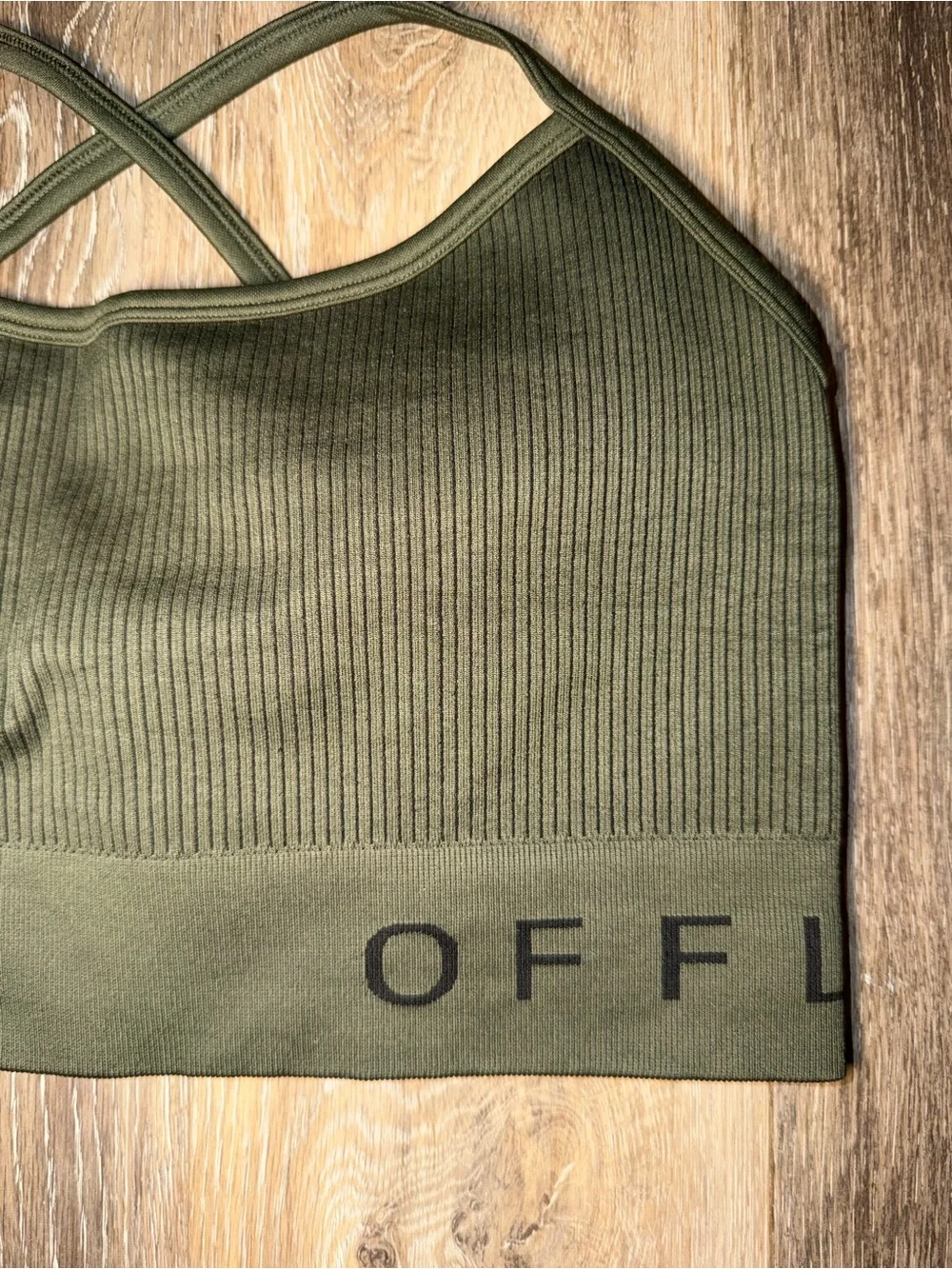 NWOT OFFLINE by Aerie Women’s Ribbed Olive Green Seamless Sports Bra